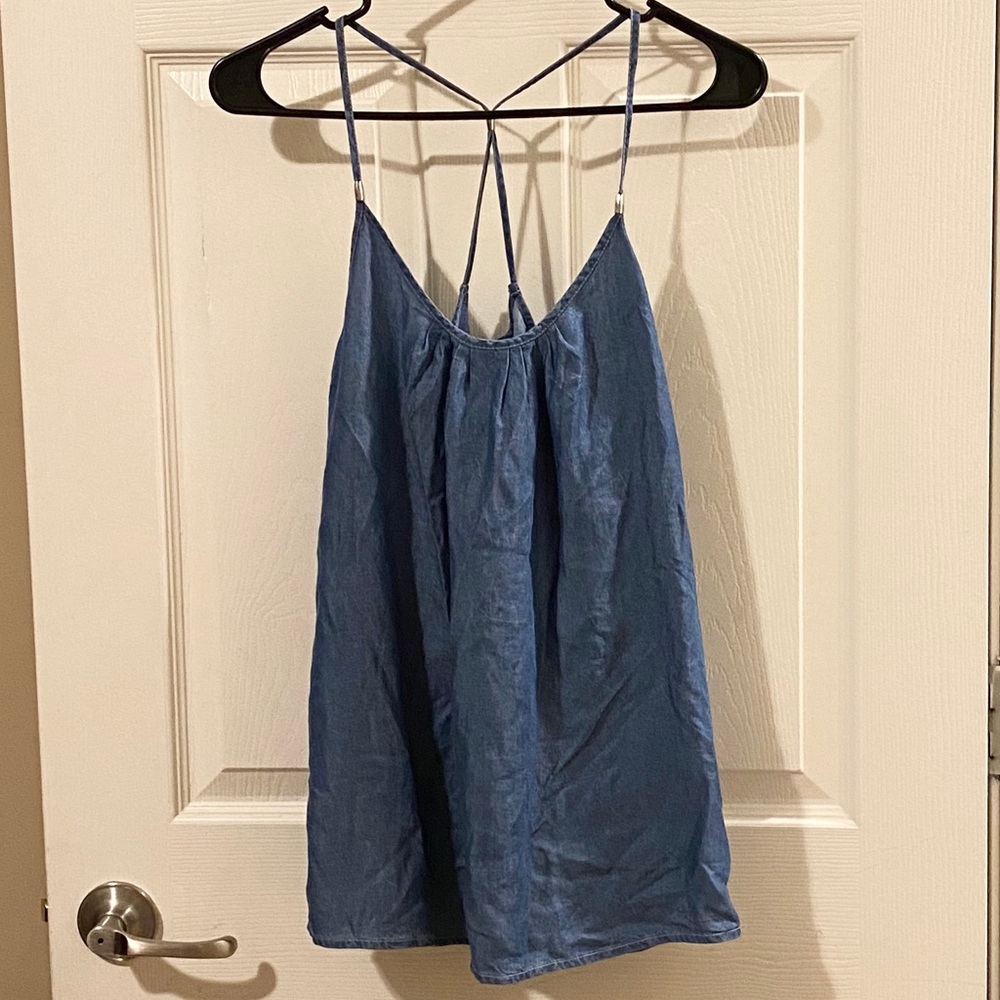 NY&C Chambray Racerback Strap Tank Top NWT